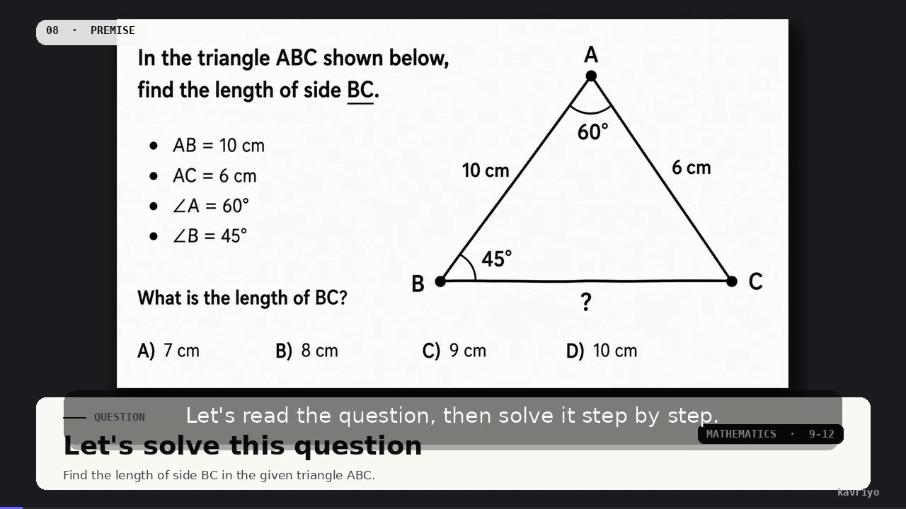 Triangle Side Length Using Sine Rule